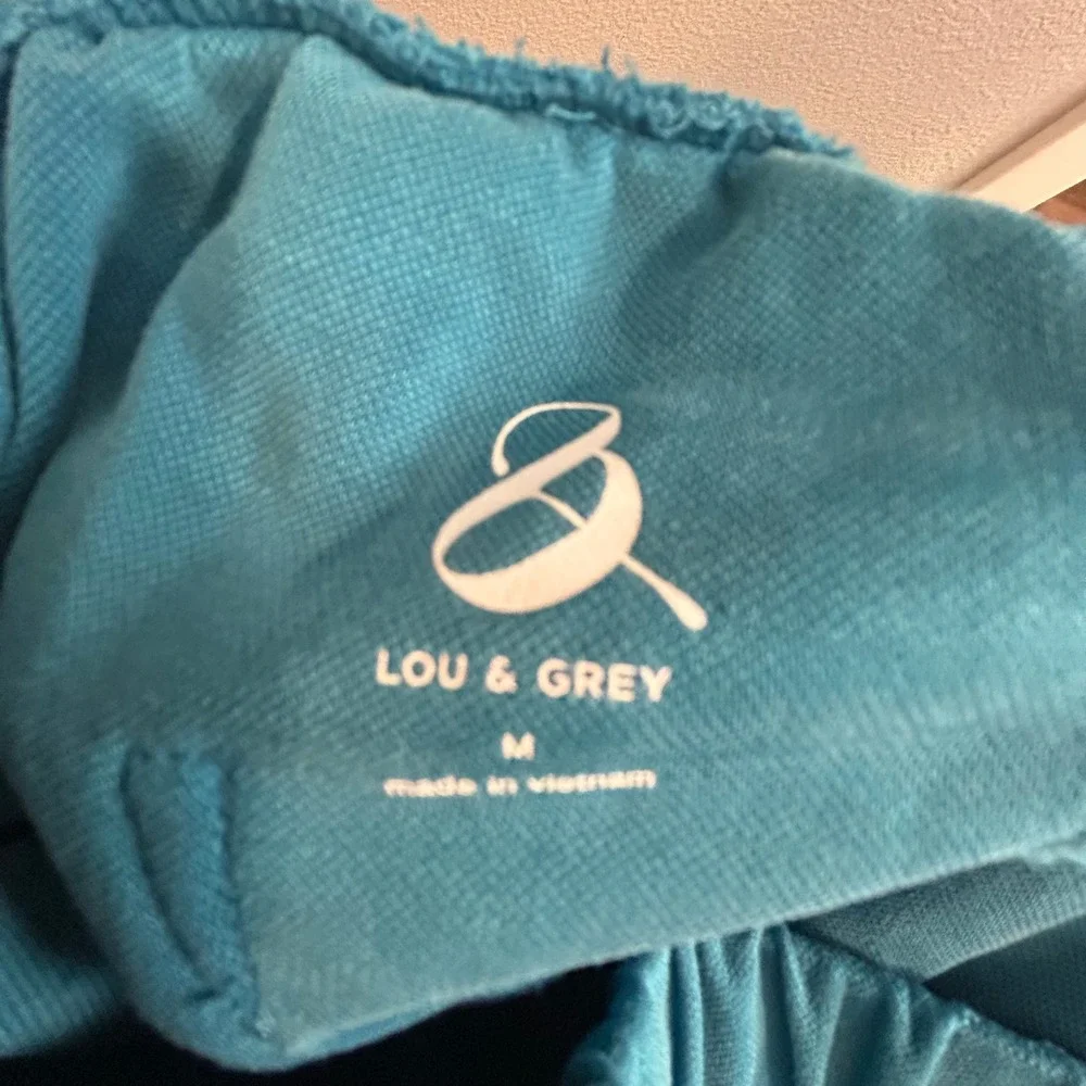 Lou & Grey Womens Teal Blue Soft Knit Wide Leg Drawstring Lounge Pants Size M - Picture 3 of 6